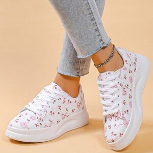 Floral White Sneakers for Women